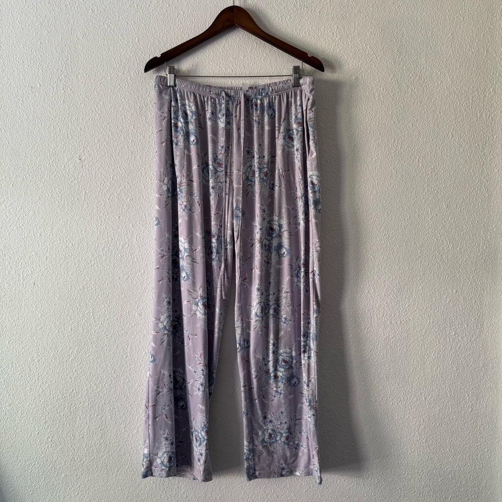 Flora Nikrooz Silky Soft Floral Lilac Pajama Lounge Set Coquette Cottagecore XL - Picture 9 of 16